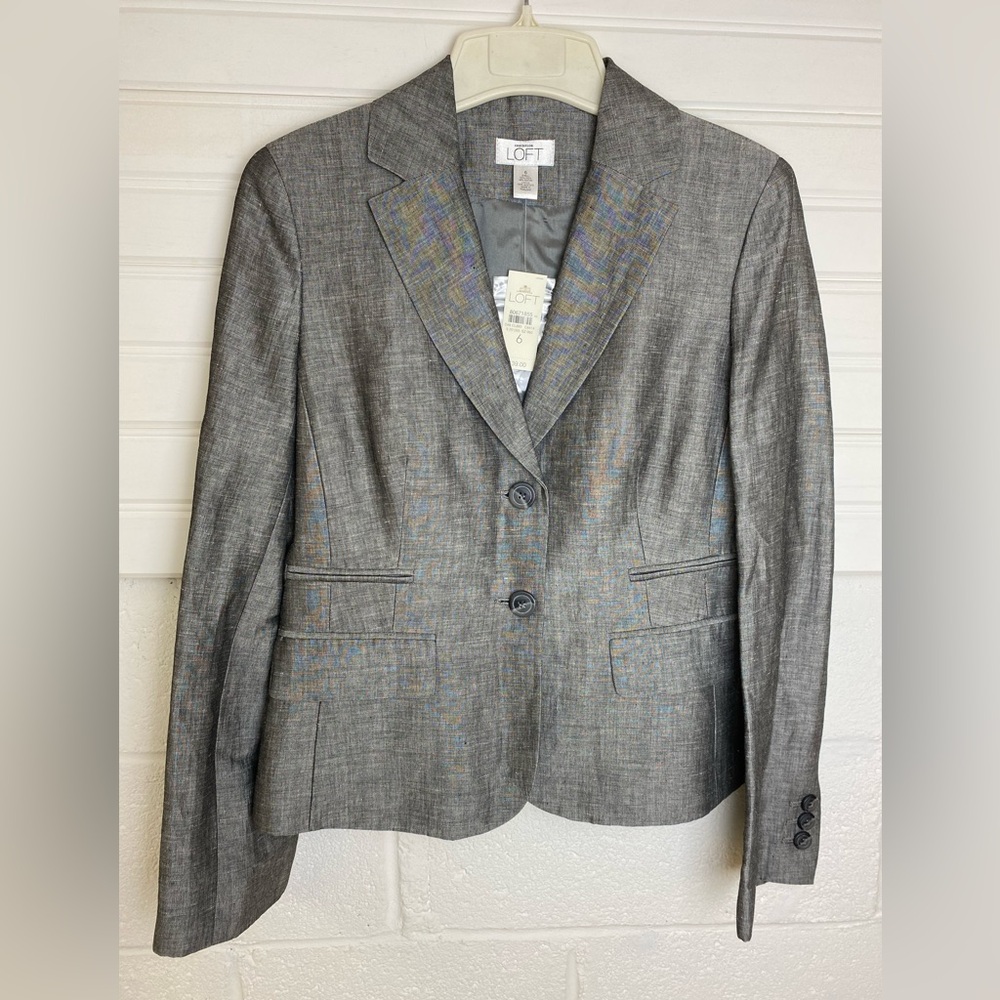 LOFT women’s size 6 gray linen blazer NWT